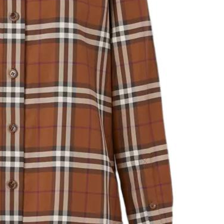 (Women) Burberry FW22  Checkered Long Sleeve Shirt Dark Brown 80631631 圖 6