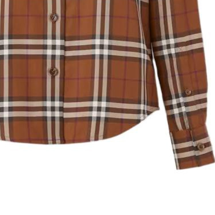 (Women) Burberry FW22  Checkered Long Sleeve Shirt Dark Brown 80631631 圖 7