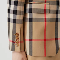 Details for (W) Burberry FW22 格紋翻領單排扣西裝外套 卡其色。 80632411