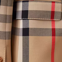 Sizing (W) Burberry FW22 格紋翻領單排扣西裝外套 卡其色。 80632411