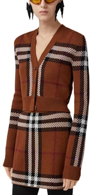 (Women) Burberry FW22 Checkered V-Neck Button-Up Short Cardigan Birch Brown. 80632191 Purchase (Women) Burberry FW22 Checkered V-Neck Button-Up Short Cardigan Birch Brown. 80632191