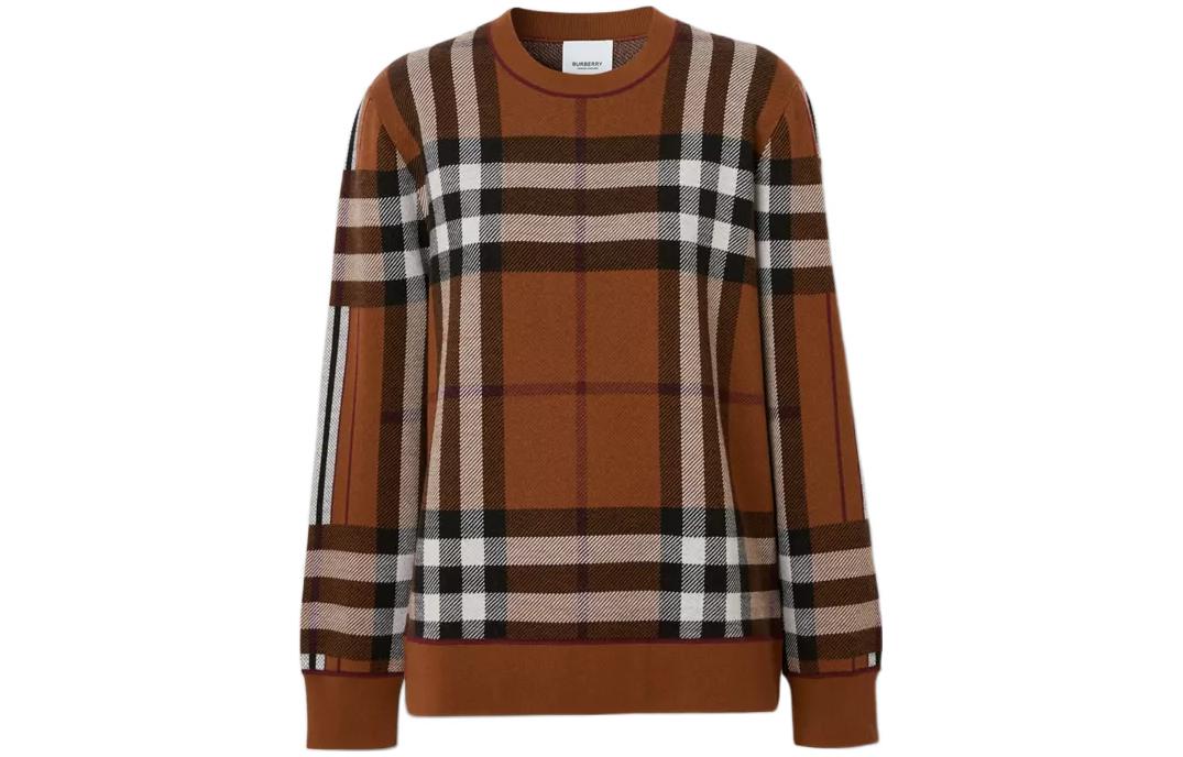 (Women) Burberry FW22  Colorblock Check Merino Wool Sweater Deep Birch Brown. 80585241 圖 2