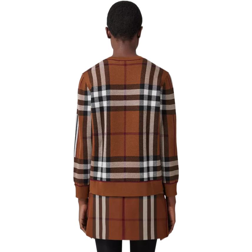 (Women) Burberry FW22  Colorblock Check Merino Wool Sweater Deep Birch Brown. 80585241 圖 4
