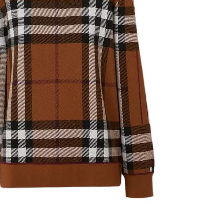 (Women) Burberry FW22  Colorblock Check Merino Wool Sweater Deep Birch Brown. 80585241 圖 6