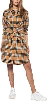 (W) Burberry FW22 Vestido Camisa de Cuadros Colorblock Manga Larga - Amarillo Antiguo 80686851 Lookbook (W) Burberry FW22 Vestido Camisa de Cuadros Colorblock Manga Larga - Amarillo Antiguo 80686851