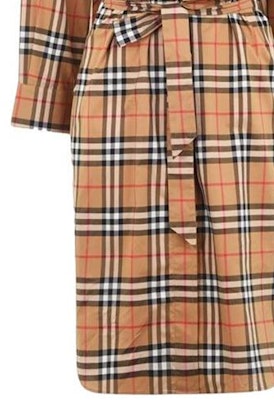 (W) Burberry FW22 Vestido Camisa de Cuadros Colorblock Manga Larga - Amarillo Antiguo 80686851 Details for (W) Burberry FW22 Vestido Camisa de Cuadros Colorblock Manga Larga - Amarillo Antiguo 80686851