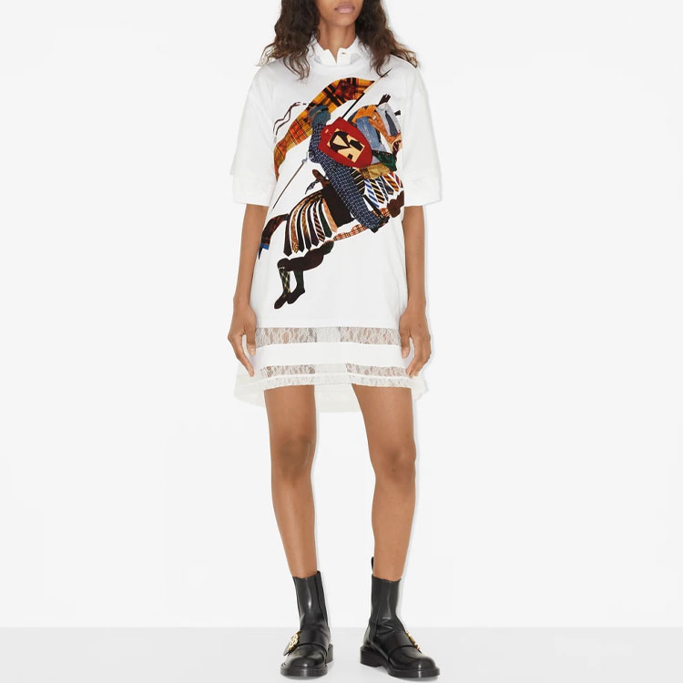 (Women) Burberry FW22  Equestrian Knight Print Relaxed Fit White T-Shirt. 80649521 圖 3