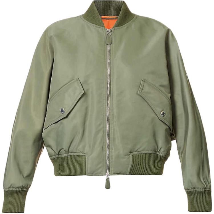 (Women) Burberry FW22  Green Solid Pocket Cotton Jacket Coat. 80633311