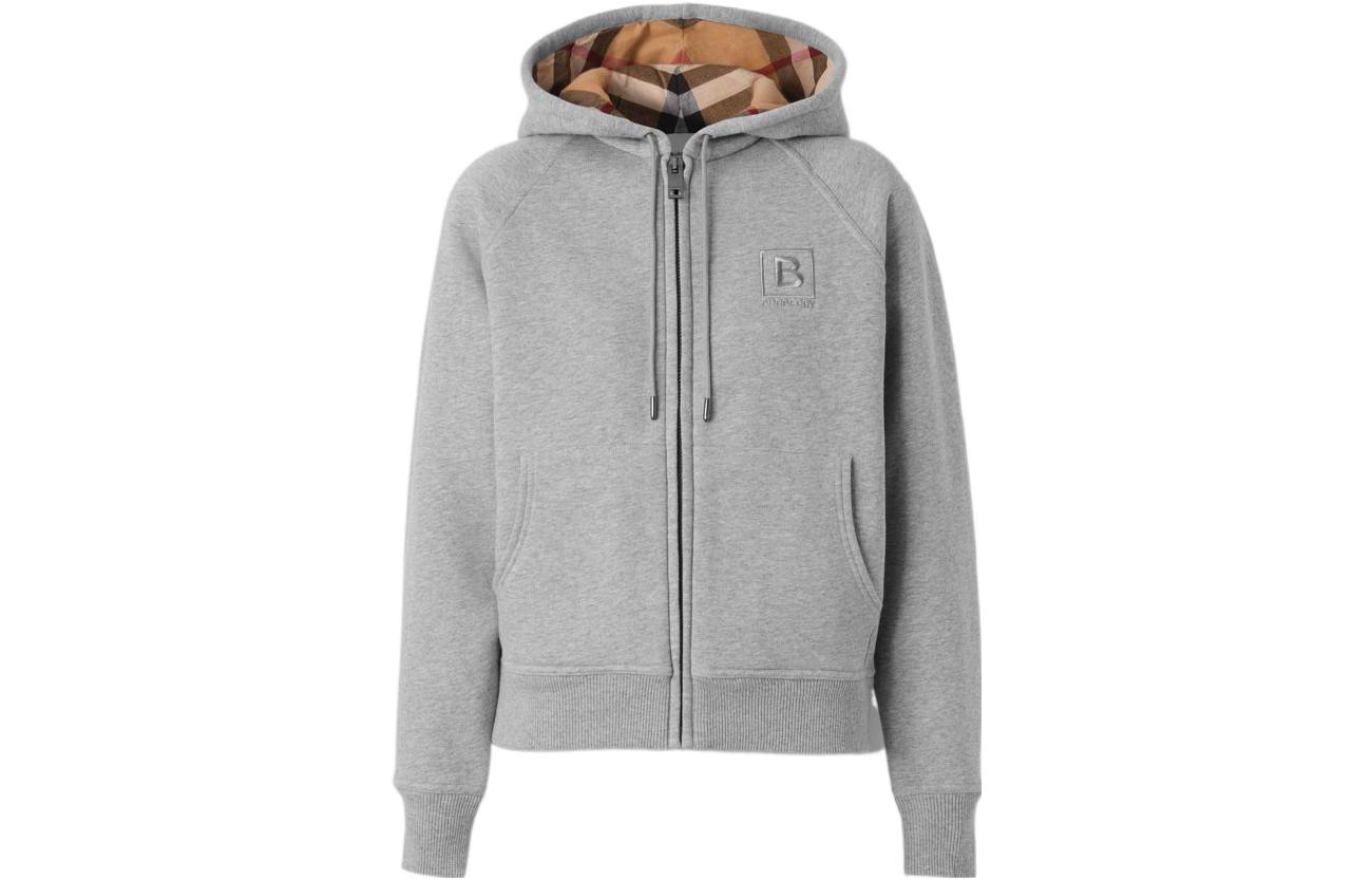 Order (Women) Burberry FW22  Grey Embroidered Logo Zip-Up Hoodie 80615571