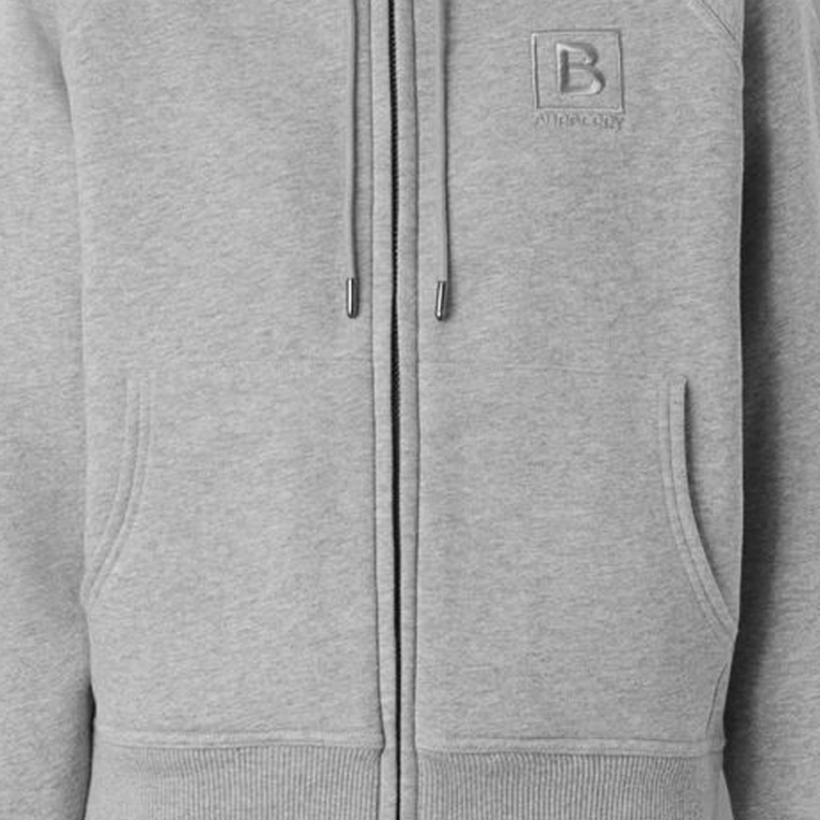 Purchase (Women) Burberry FW22  Grey Embroidered Logo Zip-Up Hoodie 80615571