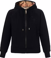 (Women) Burberry FW22 Hoodie Black - Solid Color, Plaid Lining, Zip & Drawstring. 80615541 (Women) Burberry FW22 Hoodie Black - Solid Color, Plaid Lining, Zip & Drawstring. 80615541