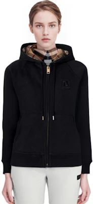 (Women) Burberry FW22 Hoodie Black - Solid Color, Plaid Lining, Zip & Drawstring. 80615541 Purchase (Women) Burberry FW22 Hoodie Black - Solid Color, Plaid Lining, Zip & Drawstring. 80615541