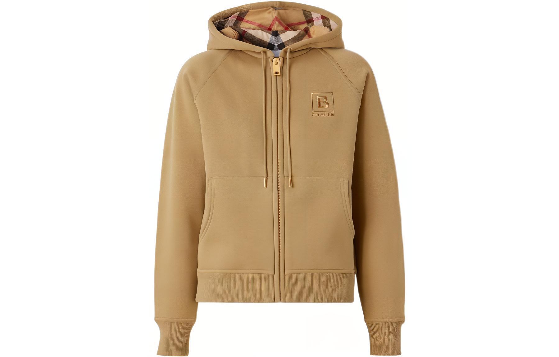 (Women) Burberry FW22  Khaki Embroidered Logo Zip-Up Hoodie Sweatshirt. 80615551 圖 2