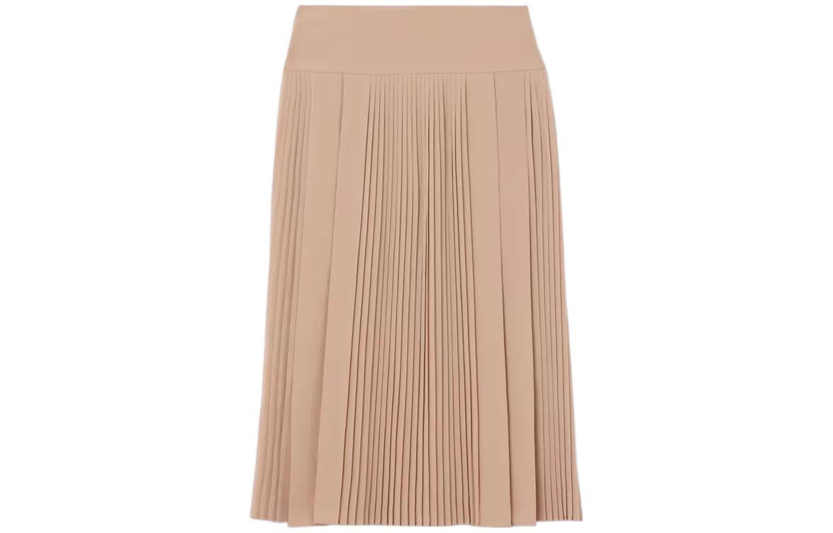 (Women) Burberry FW22  Khaki Pleated Crepe Midi Casual Dress. 80586591