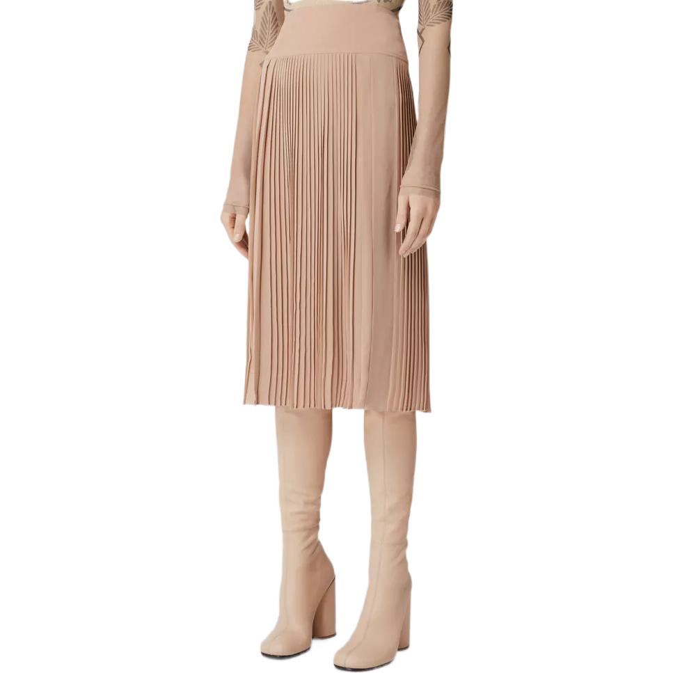 (Women) Burberry FW22  Khaki Pleated Crepe Midi Casual Dress. 80586591 圖 5