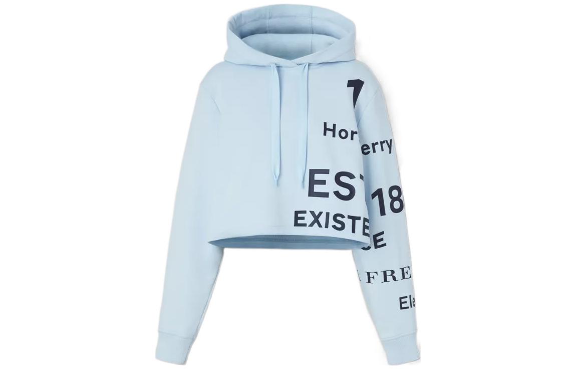 (Women) Burberry FW22  Logo Print Cotton Hoodie Light Blue 80581581 圖 2