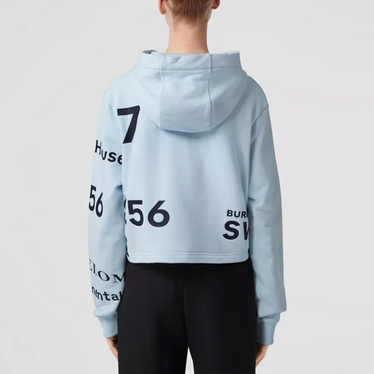 (Women) Burberry FW22  Logo Print Cotton Hoodie Light Blue 80581581 圖 5