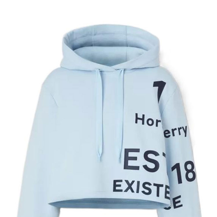 (Women) Burberry FW22  Logo Print Cotton Hoodie Light Blue 80581581 圖 6