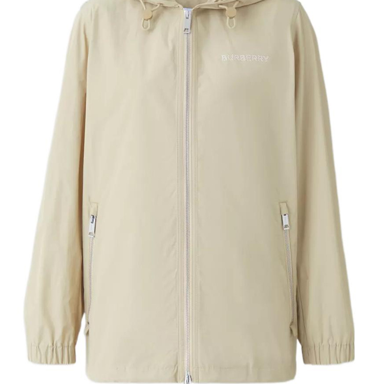 (Women) Burberry FW22  Logo Print Hooded Zip-Up Jacket Soft Yellow Brown 80565781 圖 6