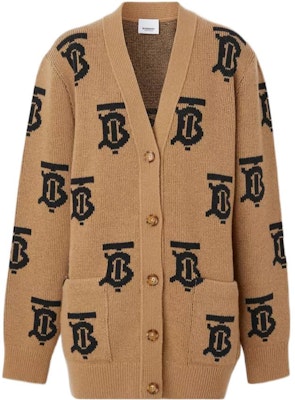(Women) Burberry FW22 Logo V-Neck Wool Cardigan Beige 80632081 Buy (Women) Burberry FW22 Logo V-Neck Wool Cardigan Beige 80632081