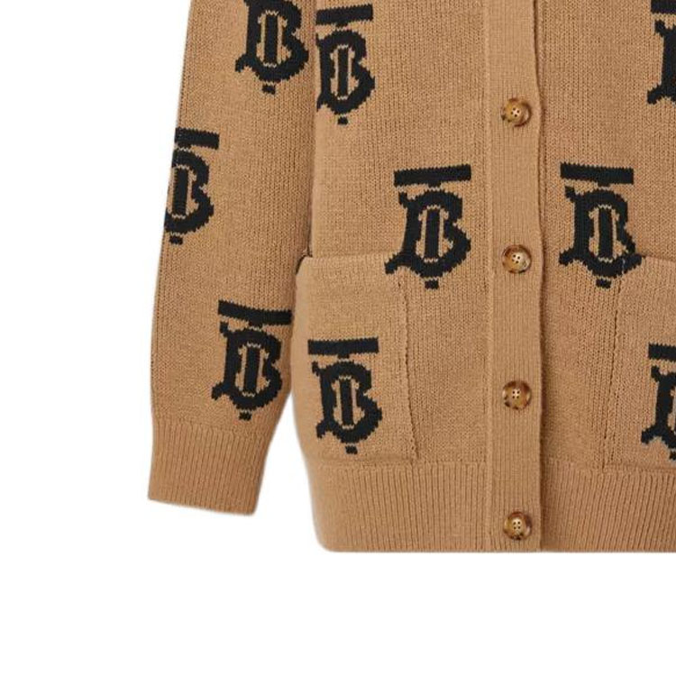 Details for (Women) Burberry FW22  Logo V-Neck Wool Cardigan Beige 80632081