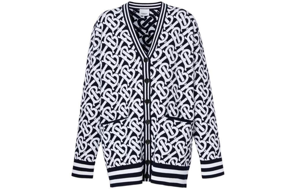 (Women) Burberry FW22  Logo Wool-Blend Sweater in Dark Charcoal Blue. 80584051 圖 2