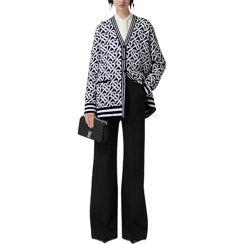 (Women) Burberry FW22  Logo Wool-Blend Sweater in Dark Charcoal Blue. 80584051 圖 4