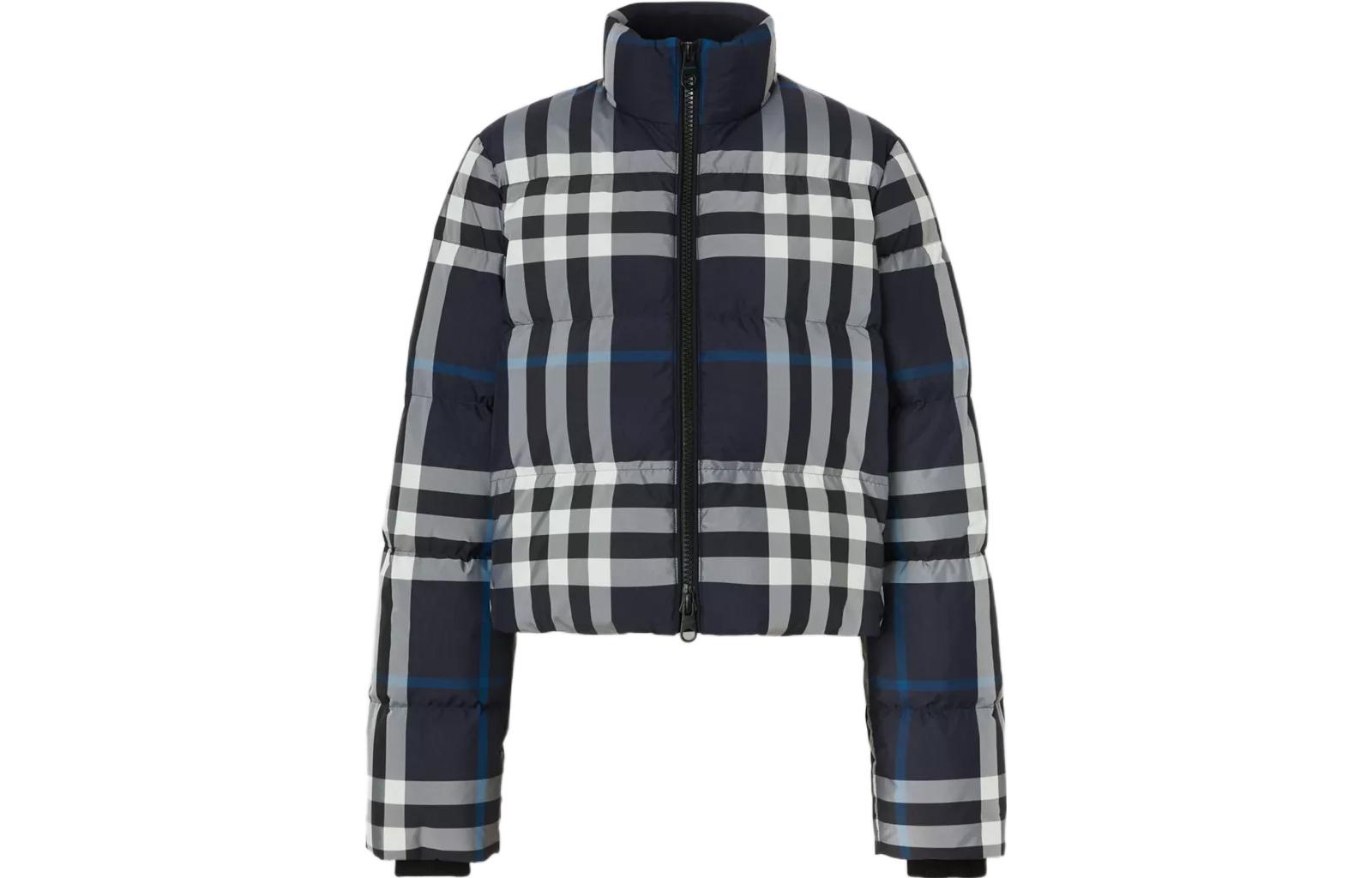 Order (W) 버버리 FW22 로고 지퍼 체크 숏 다운 자켓 네이비 블루. 80578421