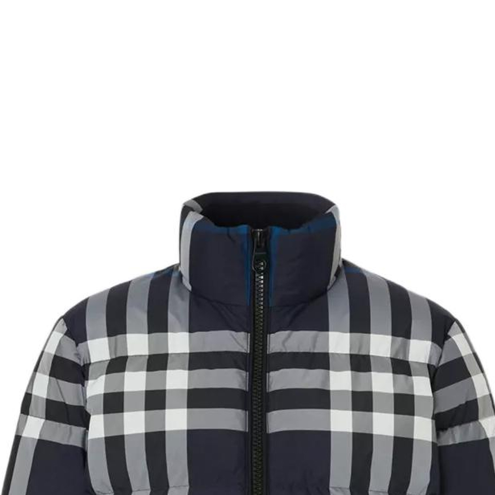 Purchase (W) 버버리 FW22 로고 지퍼 체크 숏 다운 자켓 네이비 블루. 80578421