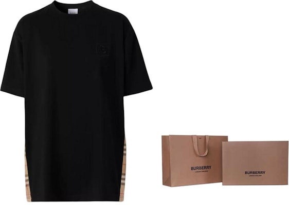 (W) Burberry FW22 Baju T-Shirt Loose Fit Check Panel Crew Neck Hitam. 80615521 Lookbook (W) Burberry FW22 Baju T-Shirt Loose Fit Check Panel Crew Neck Hitam. 80615521