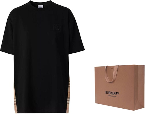 (W) Burberry FW22 Baju T-Shirt Loose Fit Check Panel Crew Neck Hitam. 80615521 Shop (W) Burberry FW22 Baju T-Shirt Loose Fit Check Panel Crew Neck Hitam. 80615521