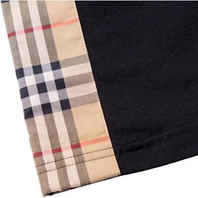 (W) Burberry FW22 Baju T-Shirt Loose Fit Check Panel Crew Neck Hitam. 80615521 Cheap (W) Burberry FW22 Baju T-Shirt Loose Fit Check Panel Crew Neck Hitam. 80615521