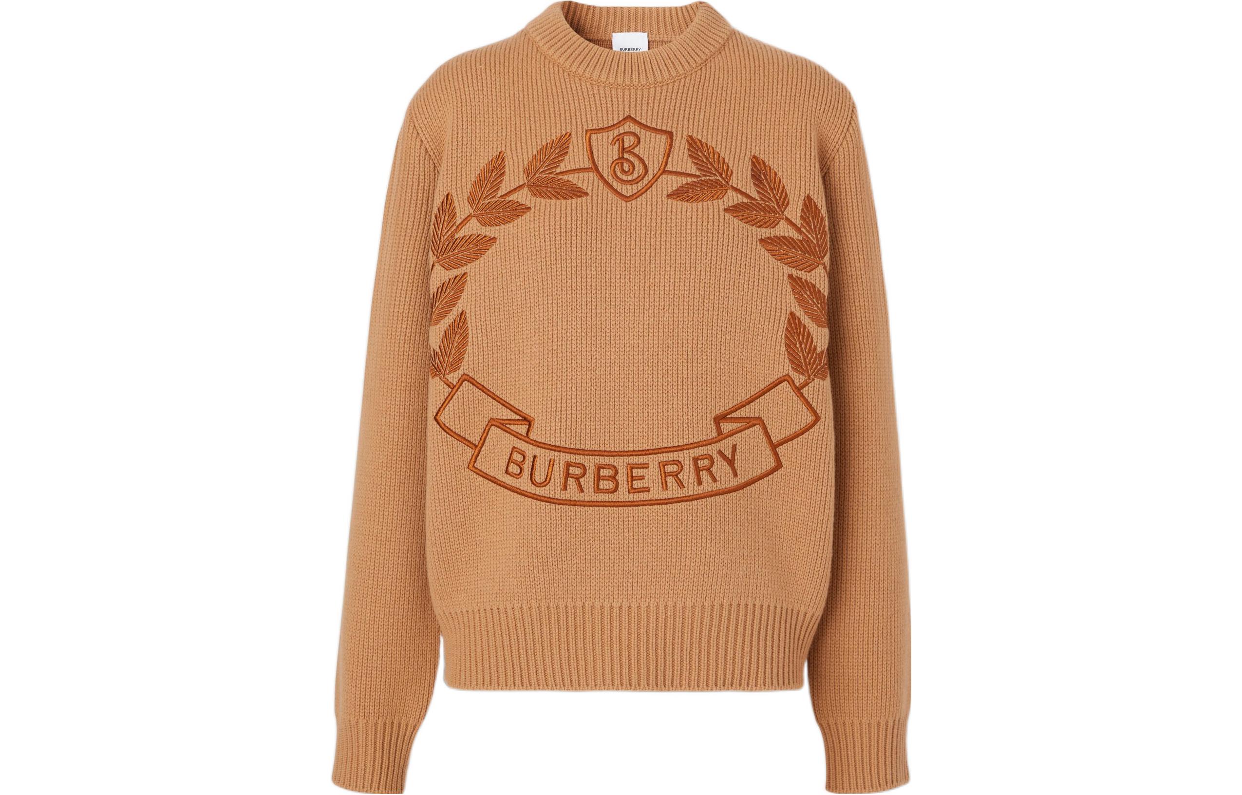 Order (Women) Burberry FW22  Oak Leaf Letter Embroidery Wool Sweater Brown. 80621031