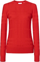 (Women) Burberry FW22 Red Plaid Knit Cashmere Sweater 80526931 (Women) Burberry FW22 Red Plaid Knit Cashmere Sweater 80526931