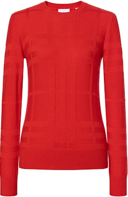 (Women) Burberry FW22 Red Plaid Knit Cashmere Sweater 80526931 Buy (Women) Burberry FW22 Red Plaid Knit Cashmere Sweater 80526931