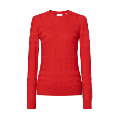 (Women) Burberry FW22 Red Plaid Knit Cashmere Sweater 80526931