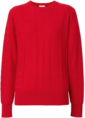 (Women) Burberry FW22 Red Plaid Knit Cashmere Sweater 80526931 Order (Women) Burberry FW22 Red Plaid Knit Cashmere Sweater 80526931