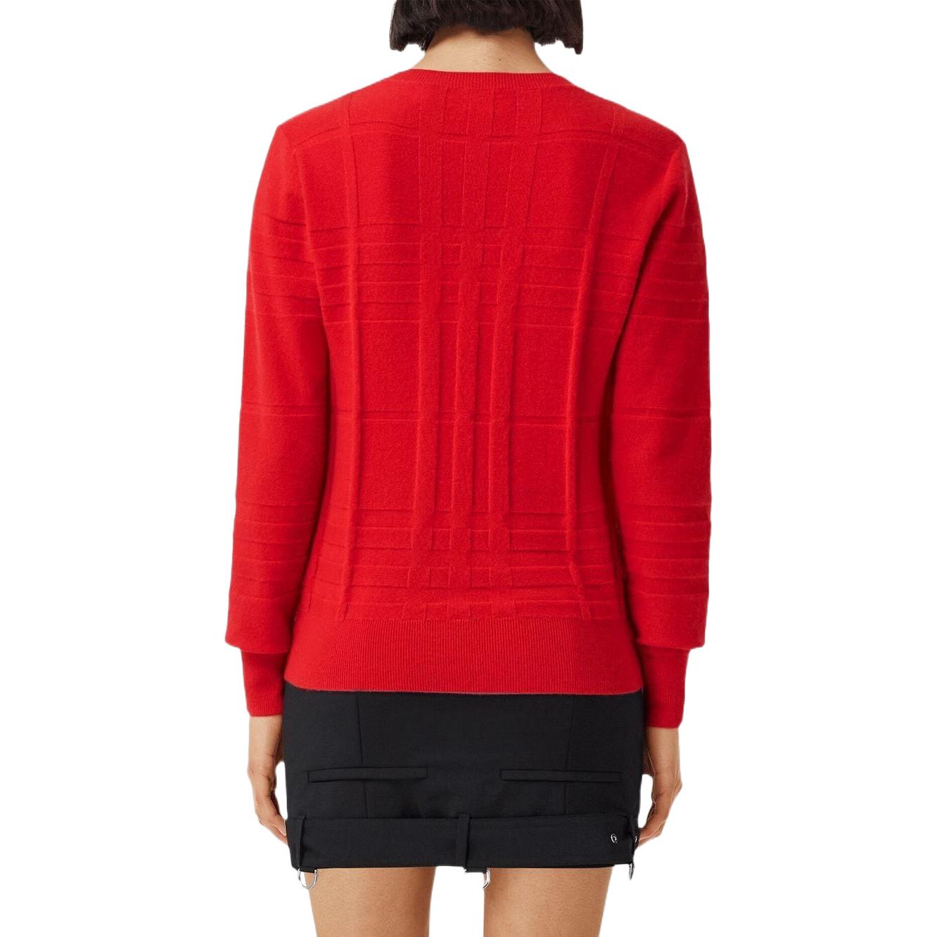 Shop (Women) Burberry FW22  Red Plaid Knit Cashmere Sweater 80526931