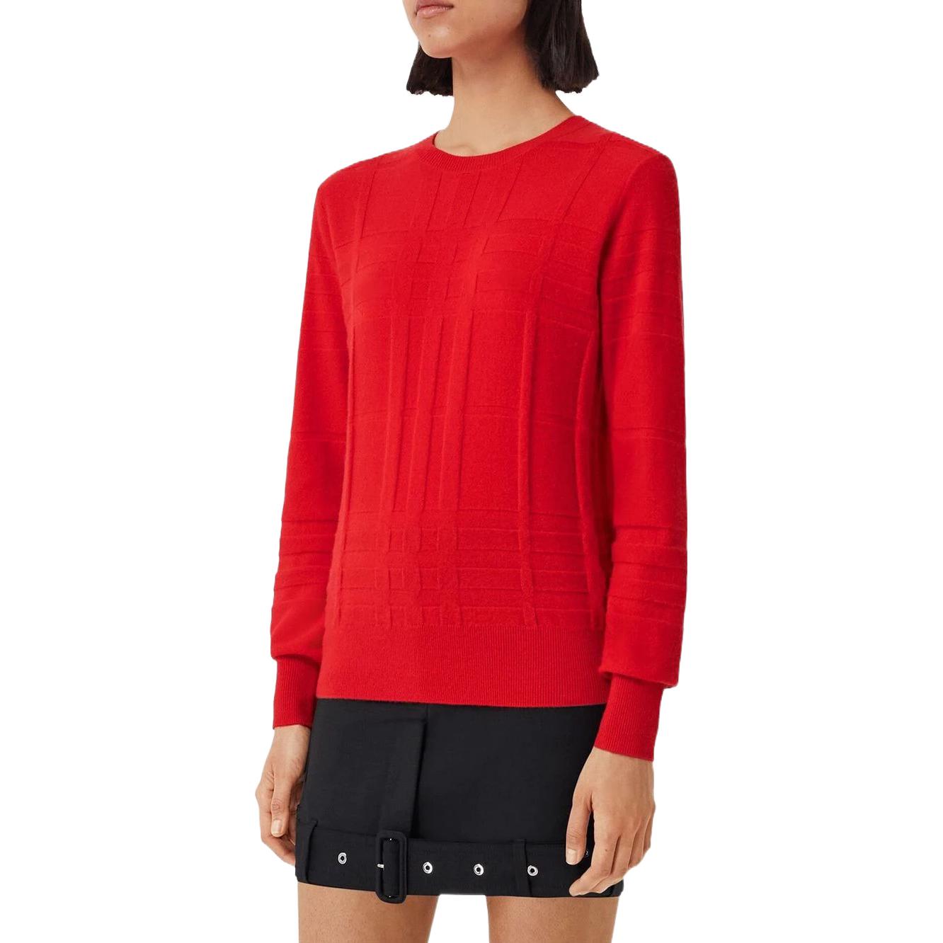 Purchase (Women) Burberry FW22  Red Plaid Knit Cashmere Sweater 80526931