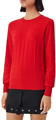 (Women) Burberry FW22 Red Plaid Knit Cashmere Sweater 80526931 Purchase (Women) Burberry FW22 Red Plaid Knit Cashmere Sweater 80526931