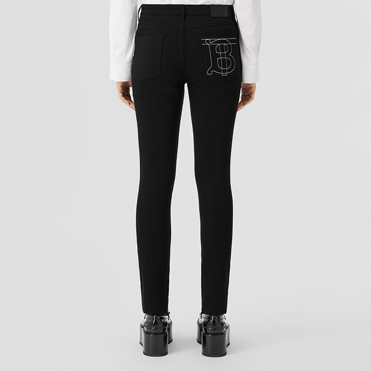 Shop (Women) Burberry FW22  Slim Fit Monogram Black Jeans. 80553971
