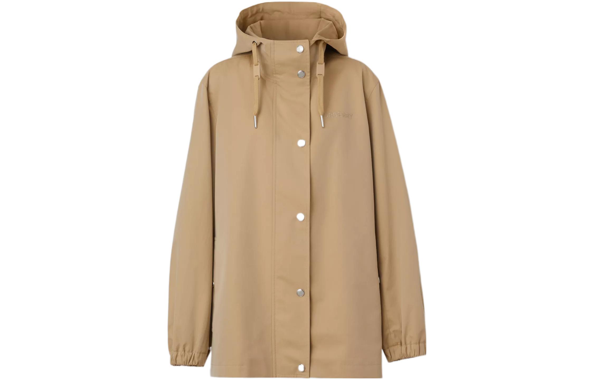 (Women) Burberry FW22  Solid Color Hooded Drawstring Jacket Tan 80642801 圖 2