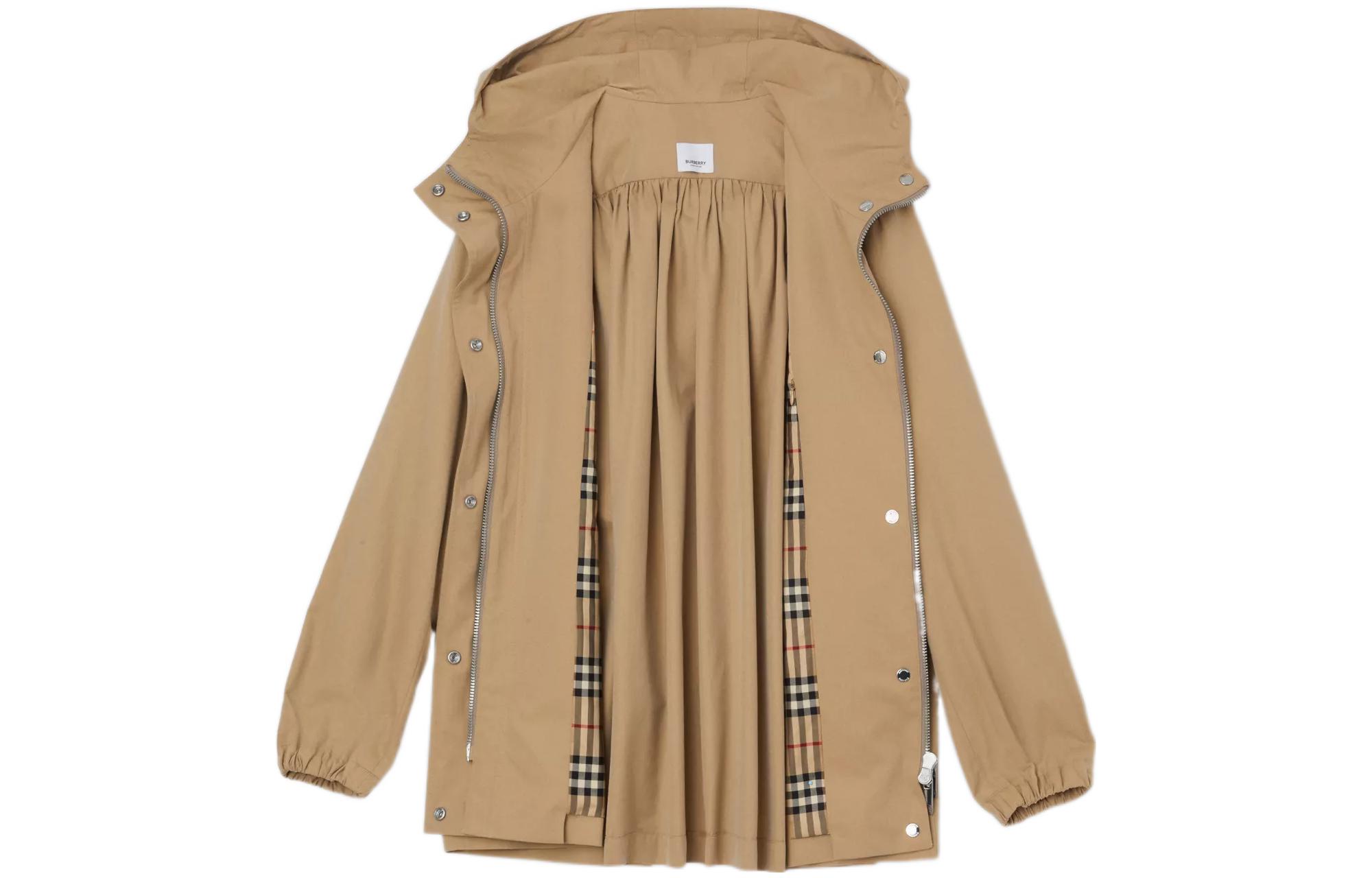 (Women) Burberry FW22  Solid Color Hooded Drawstring Jacket Tan 80642801 圖 3