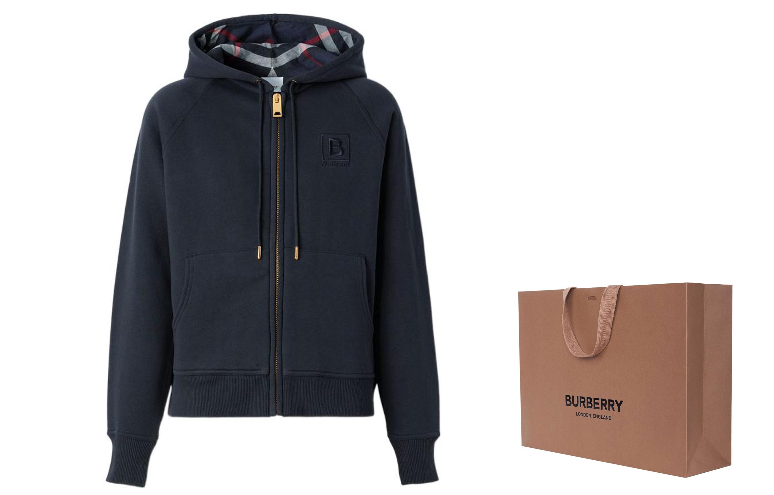Lookbook (Women) Burberry FW22  Solid Color Hooded Drawstring Sweatshirt Blue. 80615561