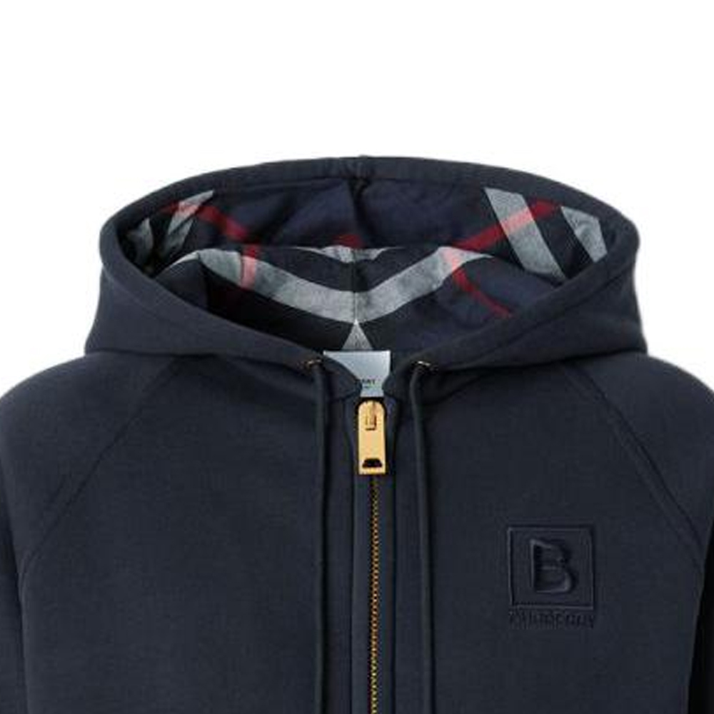 Shop (Women) Burberry FW22  Solid Color Hooded Drawstring Sweatshirt Blue. 80615561