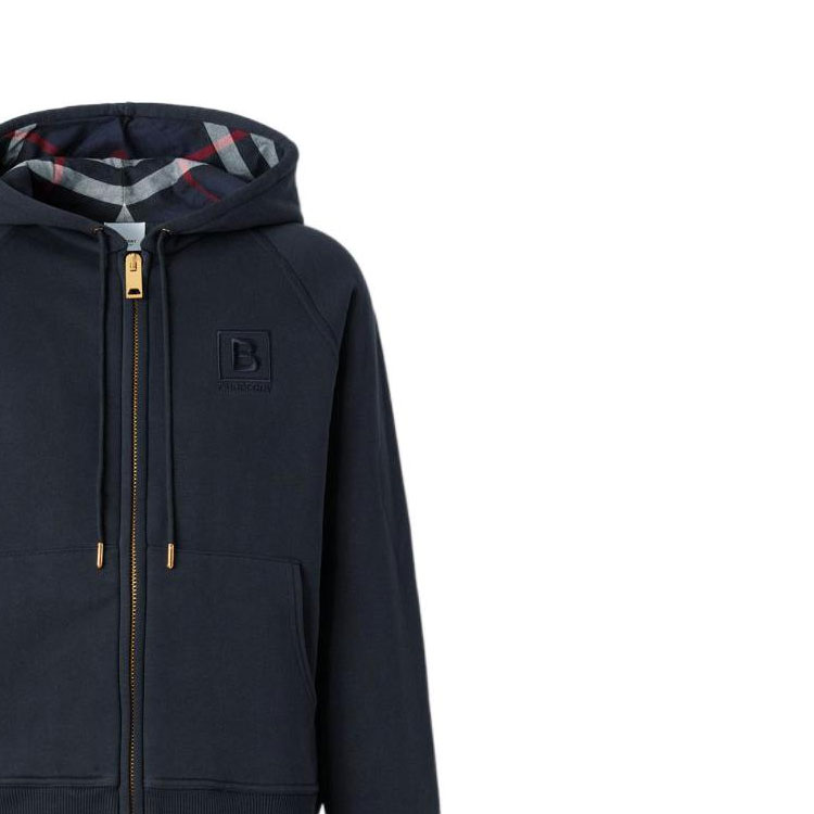 Sizing (Women) Burberry FW22  Solid Color Hooded Drawstring Sweatshirt Blue. 80615561