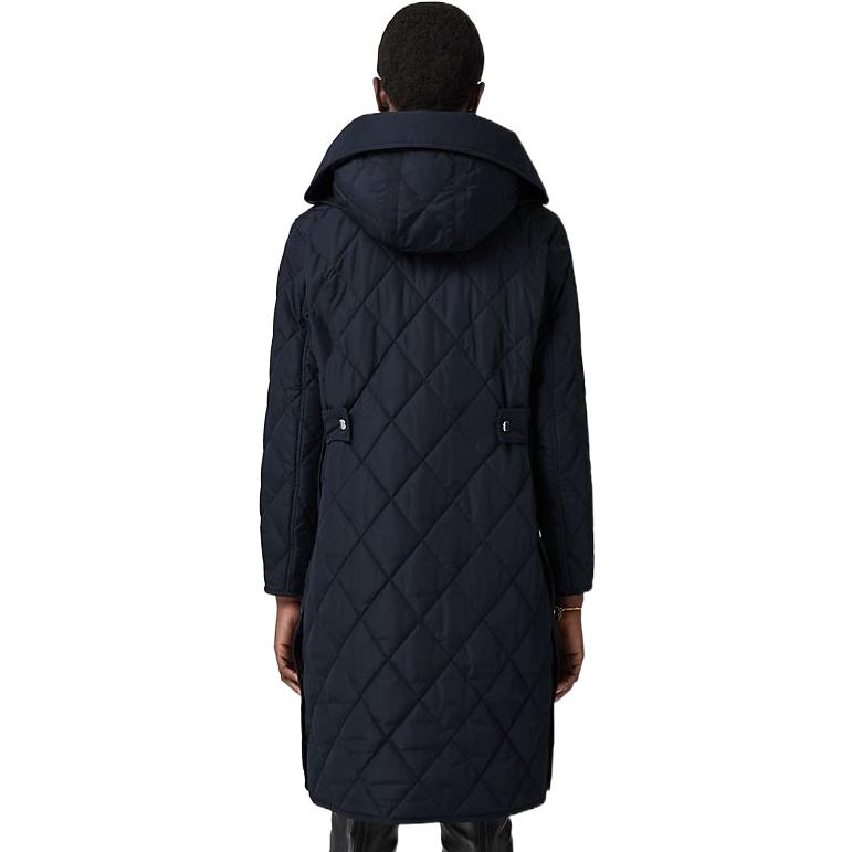 (Women) Burberry FW22  Solid Color Hooded Long Sleeve Coat Navy Blue 80583231 圖 4