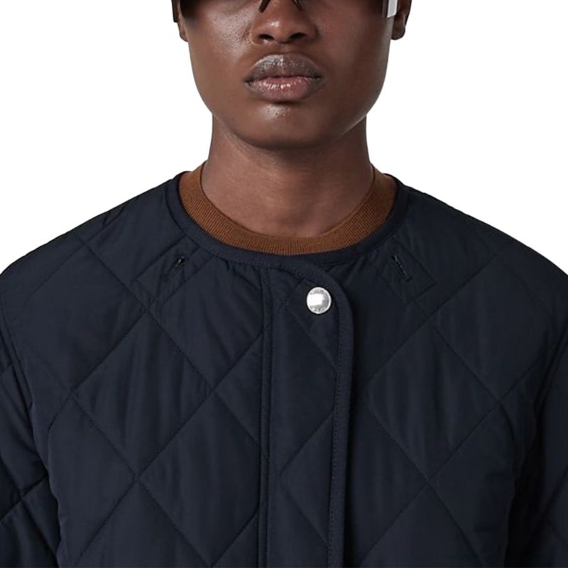 (Women) Burberry FW22  Solid Color Hooded Long Sleeve Coat Navy Blue 80583231 圖 5