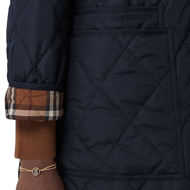 (Women) Burberry FW22  Solid Color Hooded Long Sleeve Coat Navy Blue 80583231 圖 6