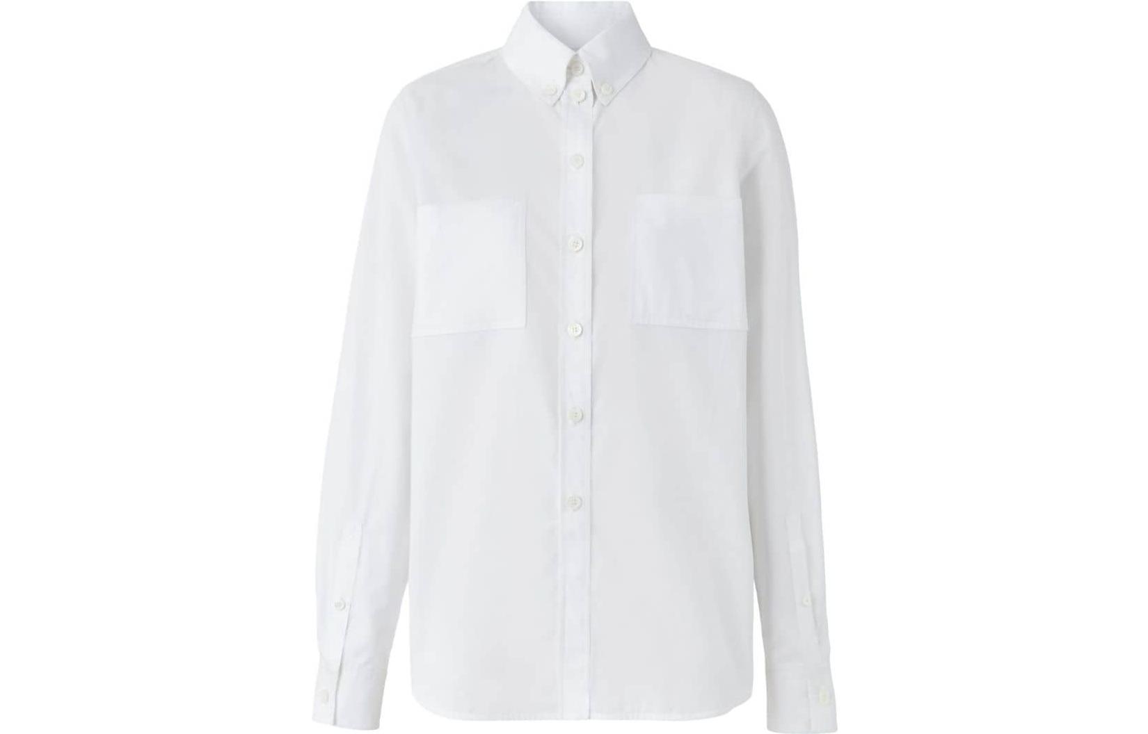 (Women) Burberry FW22  Solid White Long Sleeve Cotton Poplin Shirt. 8057335 圖 2